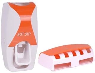 XGFTFX Lazy 5 pojemnik na szczoteczki do zębów, kreatywny automatyczny z tworzywa sztucznego, 5 kolorów, pomarańczowy