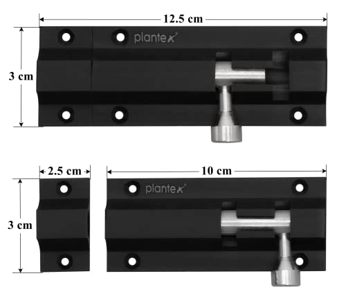 Image of Plantex Stainless Steel 4-inch Tower Bolt /Tower Bolt for Home,Offices Doors and Windows /Tower Bolt for Main Door /Wardrobe Door Latch /Kundi /Chitakini /Door Latch for Windows (Black Finish, Pack of 6)