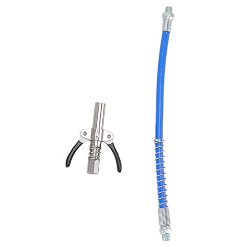 OUKENS Grease Tool Coupler, 10000 PSI Electric Manual High Pressure Oil Nozzle Double Locking Clamp Grease Nozzle with 30.5cm Hose Male Thread G1/8(Type B+30cm Hose)