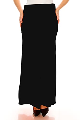 Women's Plus Size Casual Solid High Waisted A -line Maxi Skirt with an Elastic Waistband