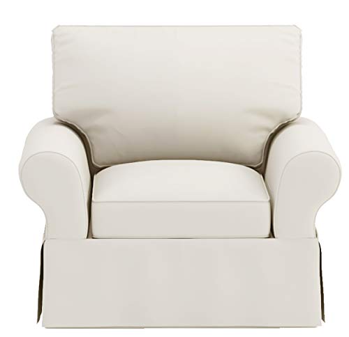 The Armchair Cover is Sofa Slipcover Replacement. It Fits Pottery Barn PB Basic Chair (39.5" Wide, Not Grand Chair) or Armchair (Beige Basic)