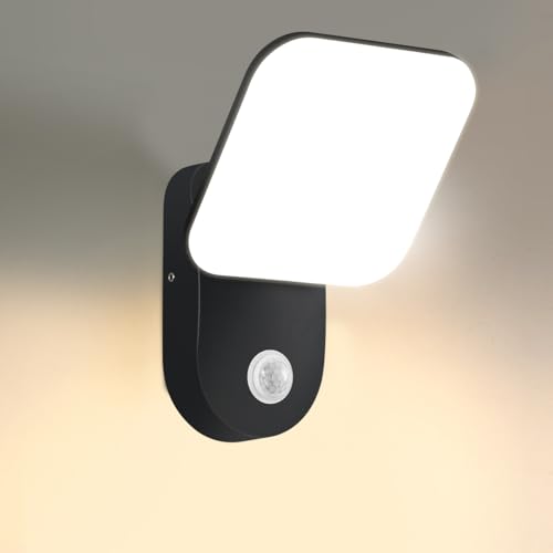 Ankey Aplique de Pared LED con Sensor de Movimiento, 12W Blanco cálido 3000K 1500LM, 350° Rotación Luz de Pared, Impermeable IP65 Aplique de exterior para Jardin Terraza Patio