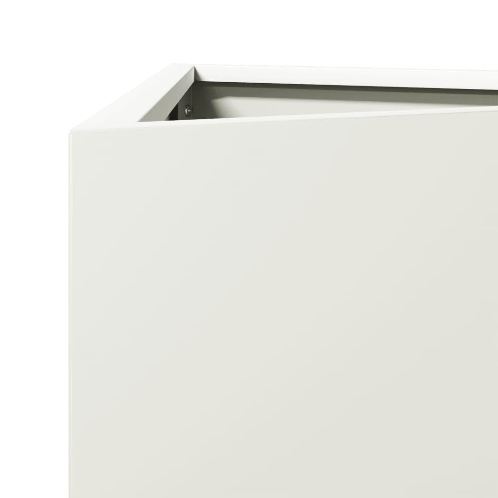 vidaXL Fioriere 2 pz Bianche Triangolari 40x34,5x75 cm in Acciaio, fioriera, fioriera da Patio, Vaso Fiori da Esterni, fioriera da Esterno