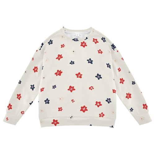 JUNZAN Retro Colorful Flowers Kids Boys Pullover Hoodie Long Sleeve Sweatshirts for Boys Athletic 4T