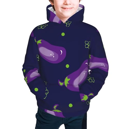 Eggplant Kid Hoodies Boys Sweatshirts Girls Pullover with Pocket3