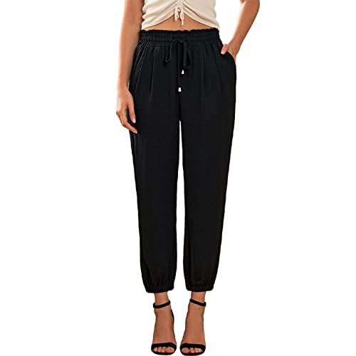 Generico Pantalones Palazzo para niña de 13 años, pantalones con cintura elástica para mujer, elegantes, pantalones de mujer Push Up Jeans con desgarros en la parte delantera, pantalones cómodos para