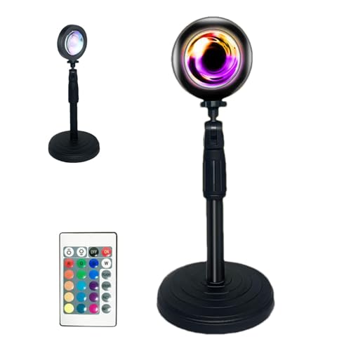 Iouyjiu Sunset Lamp, Led Light Projector, Dimmable Glow, Multicolor Rotating Lantern, 360° Adjustable Warm Tones Ideal for Live 