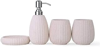 Soap Dispenser Refillable Hand Lotion Dispensers, Soap Dispenser Woven Texture Nordic Bathroom Four-Piece Set with Stainless Steel Pump Head Emulsion (Color : Gray) ()