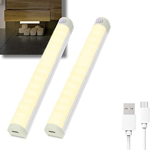 LED Bewegungsmelder Schrankleuchten, Kleiderschrank Lampen Unterbauleiste Beleuchtung Küchenlampen, Kabinett Nachtlicht Lichtleisten spiegelschrank Stick-On Magnetstreifen (Warmes Licht) Cover