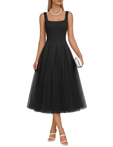 Aupuls Women's Spring Sleeveless Formal Dress for Women Tea Length