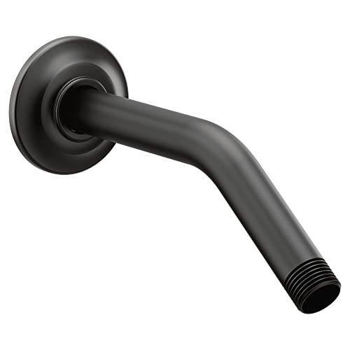 Moen S122BL Collection Accessories-Premium Brushed Nickel 8-Inch Shower Arm, Matte Black