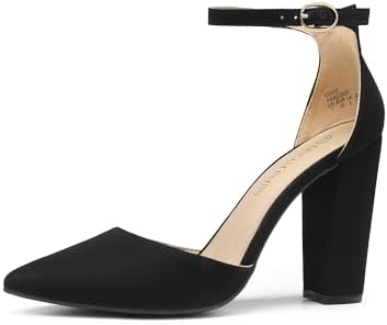 DREAM PAIRS Women's Coco High Heels Chunky Block Pumps Pointed Cl...
