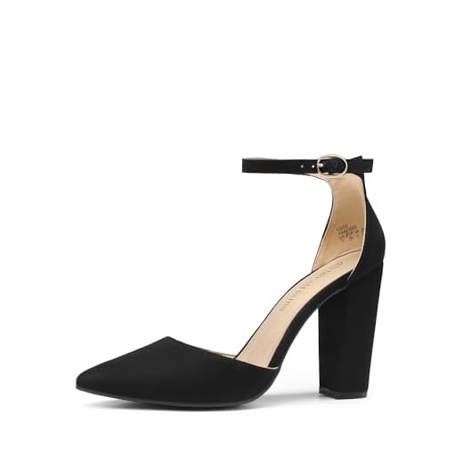 DREAM PAIRS Women's Coco Black Suede Mid Heel Pump Shoes - 8.5 M US