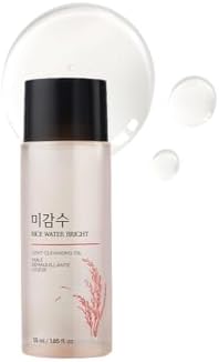 The Face Shop Rice water bright light Cleansing Oil with Rice Water to Brighten the Skin | Korean Make-Up Remover, For Lips, Eyes and Face, Removes Waterproof makeup, 55ML