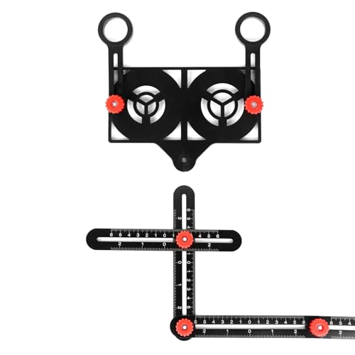 QWORK® Template Tool, 12 Sides Winkelschablone Multi Winkel Lineal mit Tile Positioning Aperture für Architekt Fliesen Tischler Holzarbeiten Plasterer