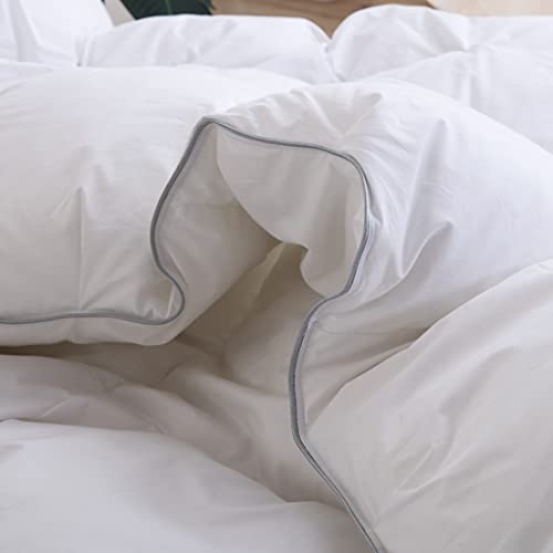 Three Geese Pinch Pleat Waterfowl Feathers Down Comforter King Size Duvet Insert, 1200TC 100% Cotton Fabric, Premium All Seasons White Hotel Warm Comforter with 8 Tabs.