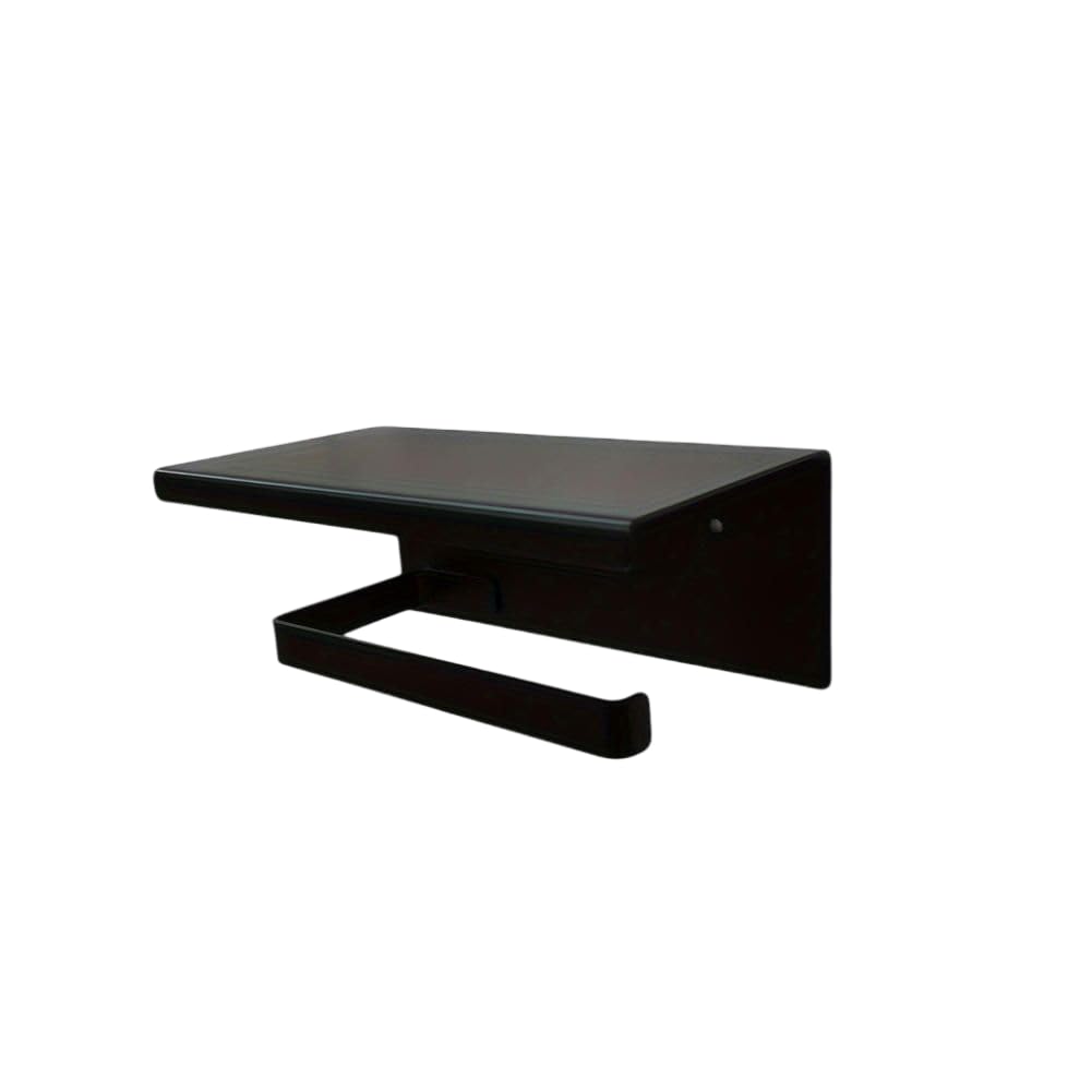 Set di 3 supporti per carta igienica, in acciaio inox, colore nero, con scaffale, dispenser di carta igienica