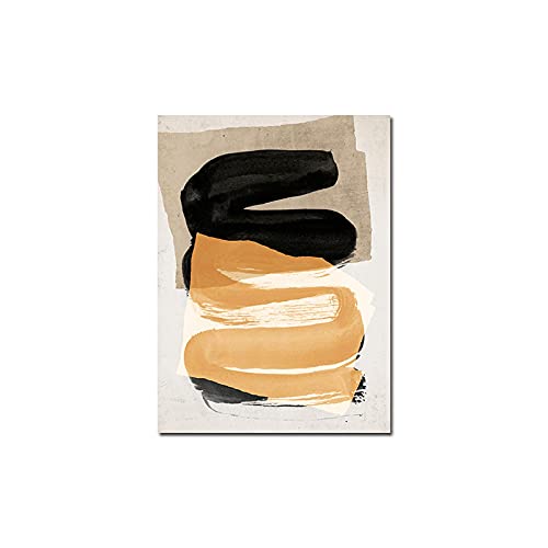 Impression Sur Toile d'art abstrait moderne géométrique noir et jaune haute définition