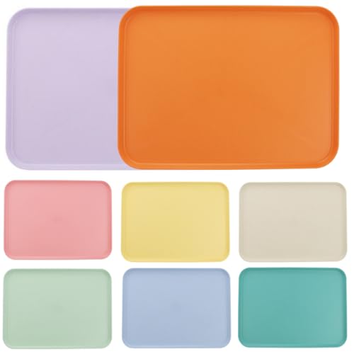 LYHLYA - Lot de 8 plateaux de service rectangulaires en plastique de qualité alimentaire sans BPA pour collations, desserts, boissons, légers, empilables et réutilisables (petit)