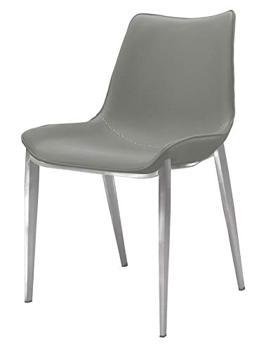 Limari Home Risto Collection Modern Style Eco-Leather Upholstered Dining Chair With Stainless Steel Legs (Set Of 2), Gray #TOP1