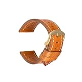 MAIKES Full Grain Cow Leather Strap Men's Vintage Watch Bracelet Handmade Accessories For Omega Hamilton watch band(Black G Buckle,20mm)