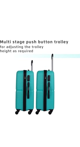 Image of Polypropylene Hard Shell 4 Wheels 360 Degree Safari Trolley Bag for Travel Small+Medium+Large (Teal Green, Set of 3), 70 cm