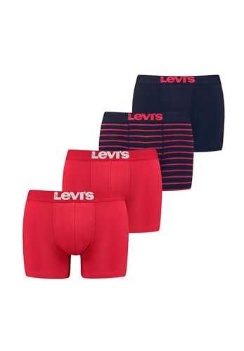 Levi's Boxer Hombre (Pack de 4), Rojo (Red / Black) XL