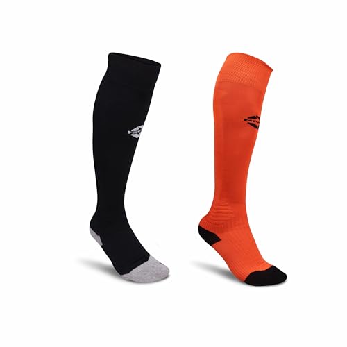 Image of Nivia Ashtang 2.0 Football Stockings, Pack Of 3 (Black, Orange, Blue), Large