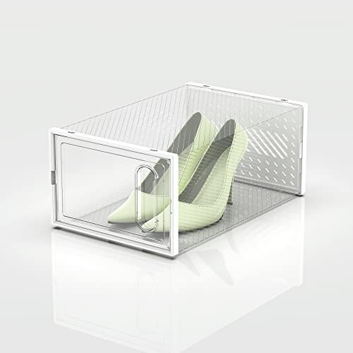 Gonat Large Shoe Organizers, 12 Pack Shoe Boxes Clear Plastic Stackable, Dust-Proof Shoe Container Stackable, Shoe Storage Organizers For Closet, Good Replacement For Shoe Rack, Under Bed, White. #TOP7