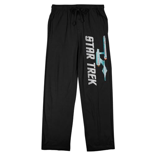 Bioworld Star Trek Logo and Ship Men's Black Sleep Pants