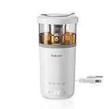 Sekaer Travel Electric Tea Kettle, Portable Small Mini Hot Glass Teapot Maker with Infuser, 350ML&400W Fast Heat Personal Water Boiler, BPA-Free White