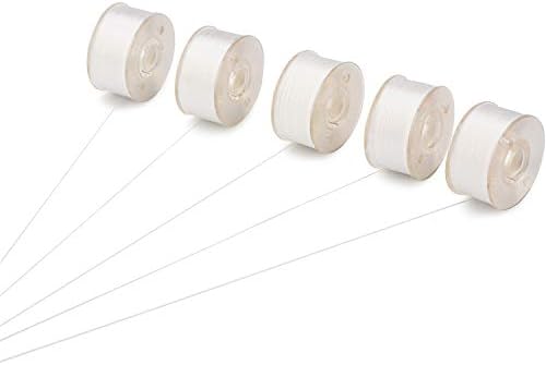 Simthread 144pcs Embroidery Pre-Wound Bobbins Thread, Class 15 Type A Size SA156, Polyester White 60 wt, Bernina Pfaff Ambition BabyLock Brother Embroidery and Sewing Machines Plastic Side