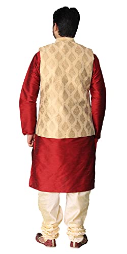 Image of Men's Silk Kurta Pajama Jacket /Waistcoat /Blazer Set