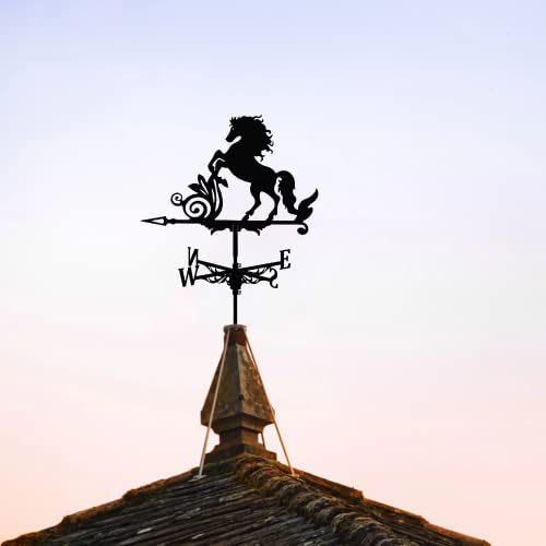 Yfeiqi 3D Animal Metal Weather Vane, Roof Weather Vane, Weather Direction Indicator, Garden Statue, Garden Windmill, Roof Decoration Accessories For Garden, Yard, Roof Decoration (Mustang) #TOP3