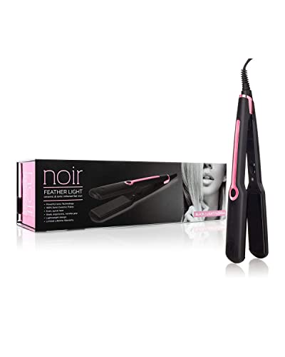 Noir Flat Iron Hair Straightener Dual Voltage Feather Light Ceramic Ionic 1.25" Infrared Hair Straightening Iron (Black Fuchsia) - Planchas De Cabello
