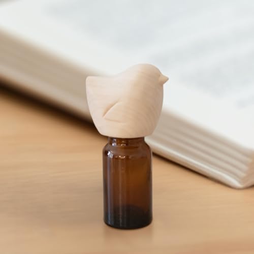 【エッセンシャルオイルを入れて傾けるだけ】 精油瓶付き アロマキャップ 天然木 水不要 気化式 アロマディフューザー 10ml アニマル パーソナルスペース 鳥 バード Bird