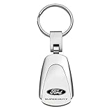 Ford Genuine Super Duty Logo Metal Chrome Tear Drop Key Chain Ring Fob