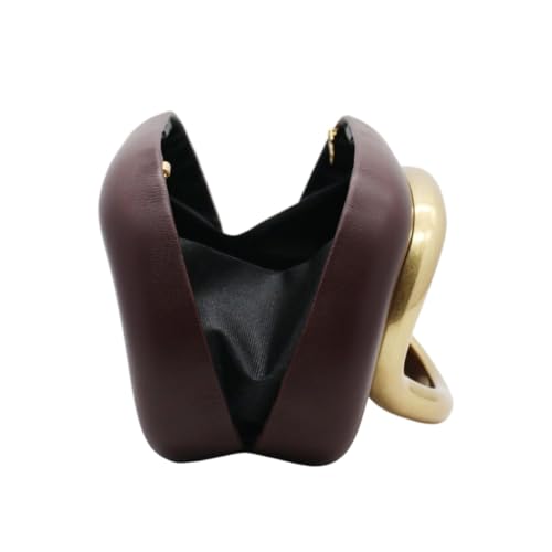 Image of Women PU Leather Metal Handle Handbag Trendy Commuting Compact Stone Purse Hand-held Causal Shoulder Clutch Bag