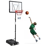 GarveeTech Adjustable Portable Basketball Hoop for Kids & Youth – 5.2-7FT Height – 33" Shatterproof Backboard – Wheeled Base for Outdoor/Indoor/Backyard Use – Rust-Resistant – Black, Children's