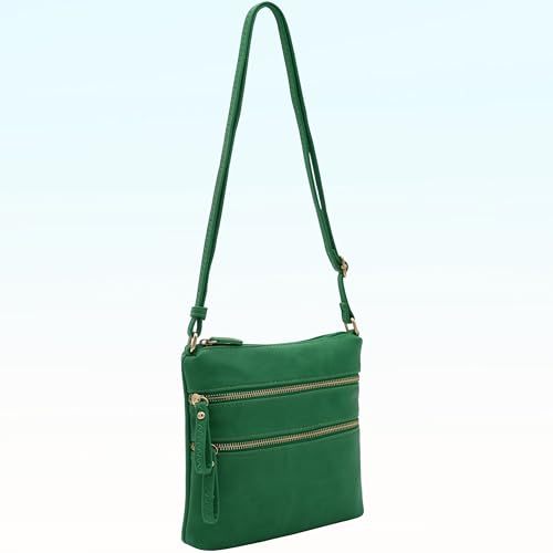 Image of Solene Small Multi Zipper Pocket Crossbody Bag with Adjustable Strap, Lightweight Travel Purse, Daily Small Messenger Pouch
