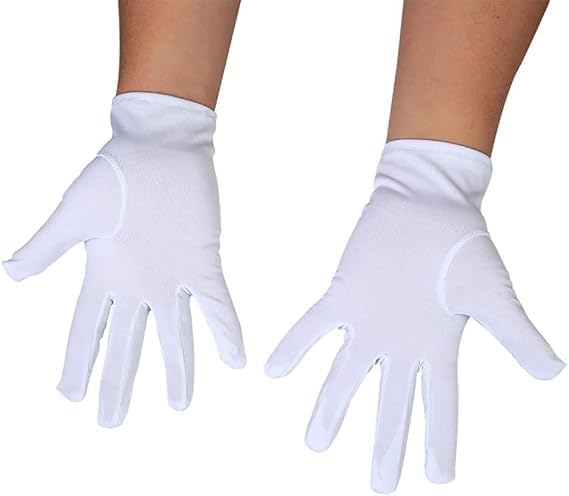 2 Pairs White Cotton/Nylon Marching Gloves,White Gloves Fancy Dress， Stitched White Gloves,Formal Tuxedo Honor Guard Parade Gloves, for Catering, Marching band, Santa(white)