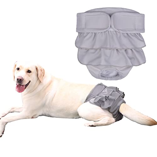 KUVEELA PET 犬用マナーパンツ 犬用 メス サニタリーパンツ 犬用パンツ 雌 犬用生理パンツ 犬用オムツカバー 女の子 メス 発情期用 通気性 吸水性良い 再利用可能(グレー LL)