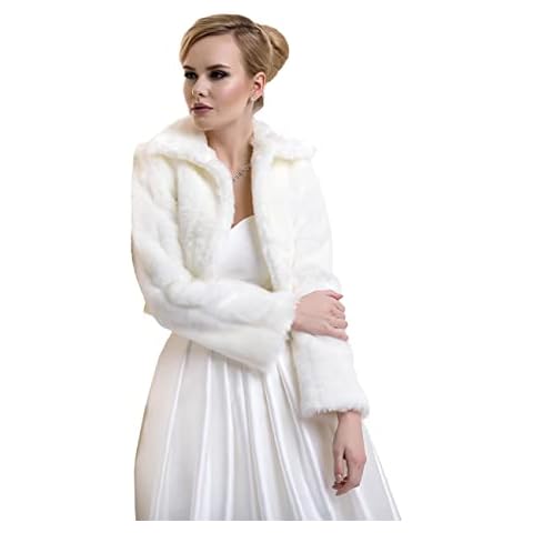 Lacey Bell Wedding Bolero | Faux Fur Long Sleeve | FFJ-20 White 6 Cover