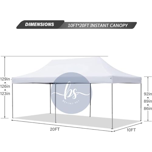 Image of BEYOND SKY 10 x 20 FT Pop Up Gazebo Canopy Tent with 3 Side Walls and Curtains, Heavy Duty Waterproof Outdoor Canopy, Height Adjustable Sun Shade for Garden, Terrace, Camping & Events, Red (50 kg)