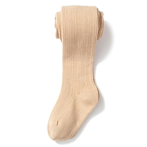 [VNGOLERRY] タイツ キッズ キッズタイツ ガールズレギンス 春 秋 冬 綿 靴下 防寒対策 暖かい ストッキング 美脚 通学 女の子 子供 リブ編み 無地 白 黒 発表会 七五三 90 100 110 120 130 140 150 (JP, 身長, 135, ベージュ)