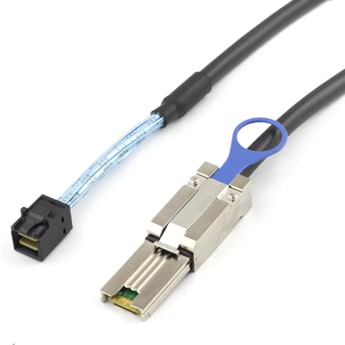 AoQhir Mini SAS HD SFF-8088 to SFF-8643 Internal External Server Cable – 6Gbps High Speed 28AWG Data Cable, Black Flat Connector (1m)