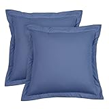 PHF Throw Pillow Covers 24 x 24 Inch, Set of 2 Washed Microfiber Throw Cushion Pillow Covers, Wrinkle & Fade Resistant Square Decorative Pillowcases, Navy Blue