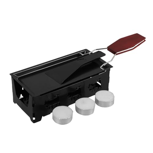 Sosoport 1 Juego sartén para derretir Queso Suministros de Cocina Plato para freír a la Plancha cocinar Pan de Queso Suministros para Acampar Acero Carbono Black