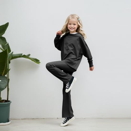 Girls Flare Pants Leggings Casual High Waisted Yoga Pants Kids Padded Bell Bottoms 5-13 Years3