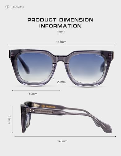 Vintage Oversized Square Sunglasses for Men Women, Acetate Retro ​Luxury Large Frame Shades with Trendy UV4002